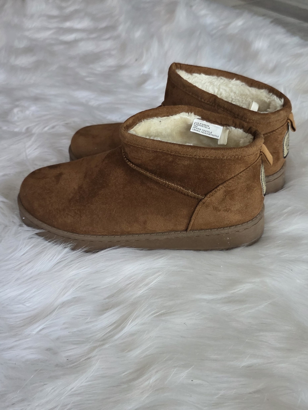 White Mountain Chestnut Suede Faux Fur Lined Slip-On Booties